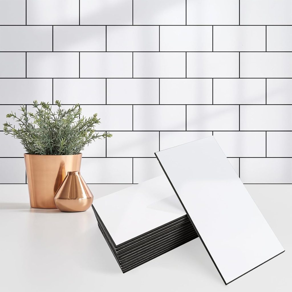 white backsplash with grey grout