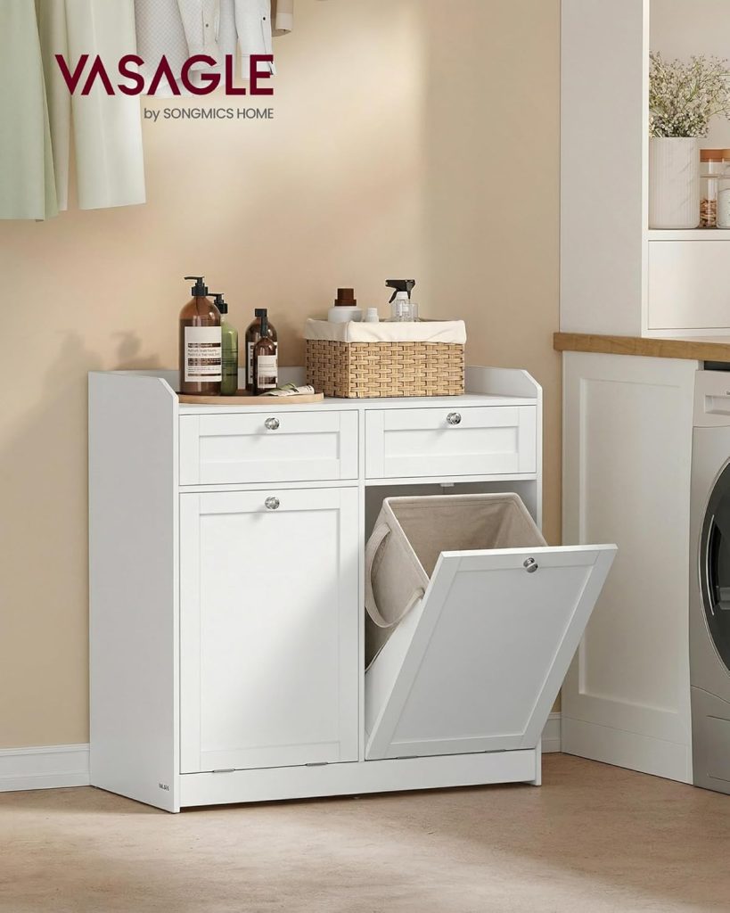 19 Hidden Laundry Hamper Ideas for Clutter-Free Homes tilt-out hamper cabinet