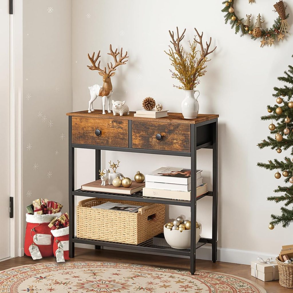 27 Small Console Table Ideas Perfect for Tiny Spaces Wooden narrow console table with drawers