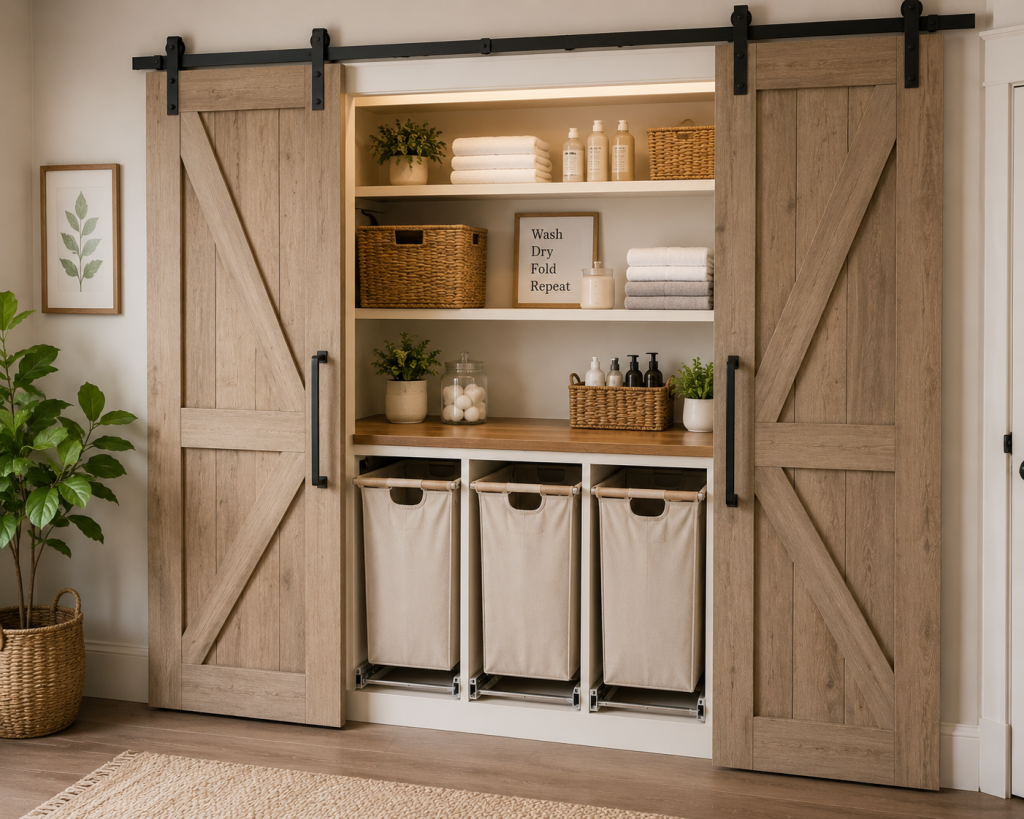 19 Hidden Laundry Hamper Ideas for Clutter-Free Homes hidden hamper behind doors