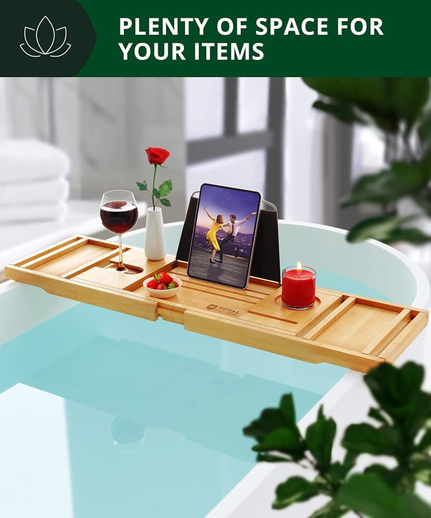 bath tub tray, bamboo shelf