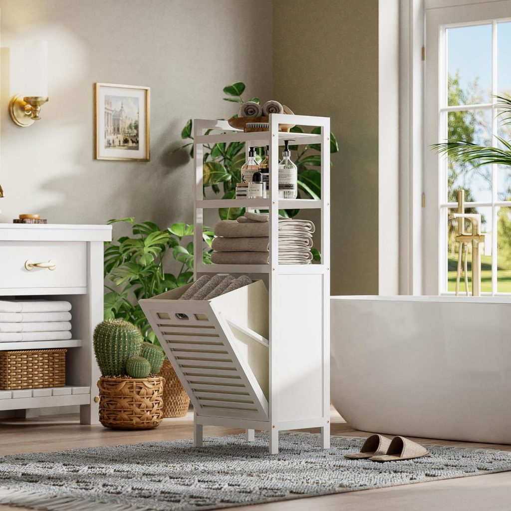 19 Hidden Laundry Hamper Ideas for Clutter-Free Homes bathroom vanity hamper