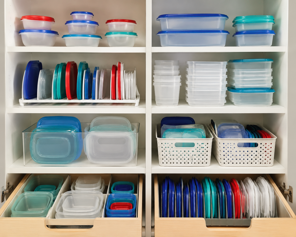 how to organize Tupperware
