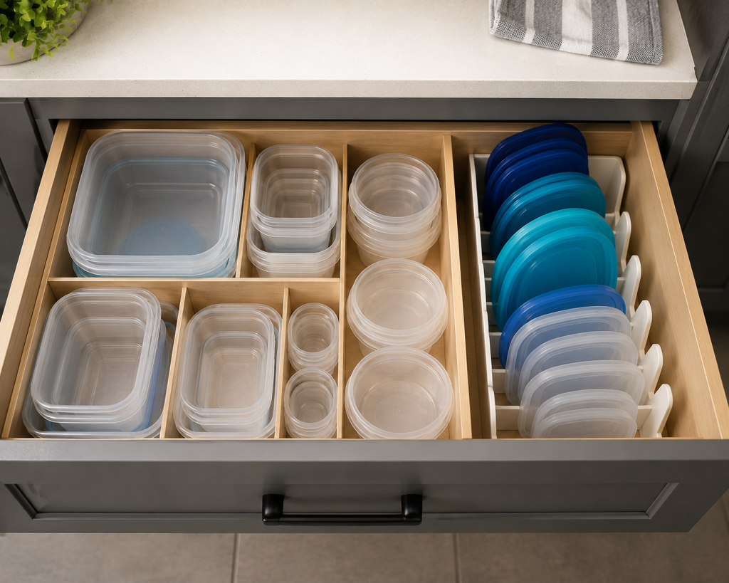 Tupperware organization in drawer