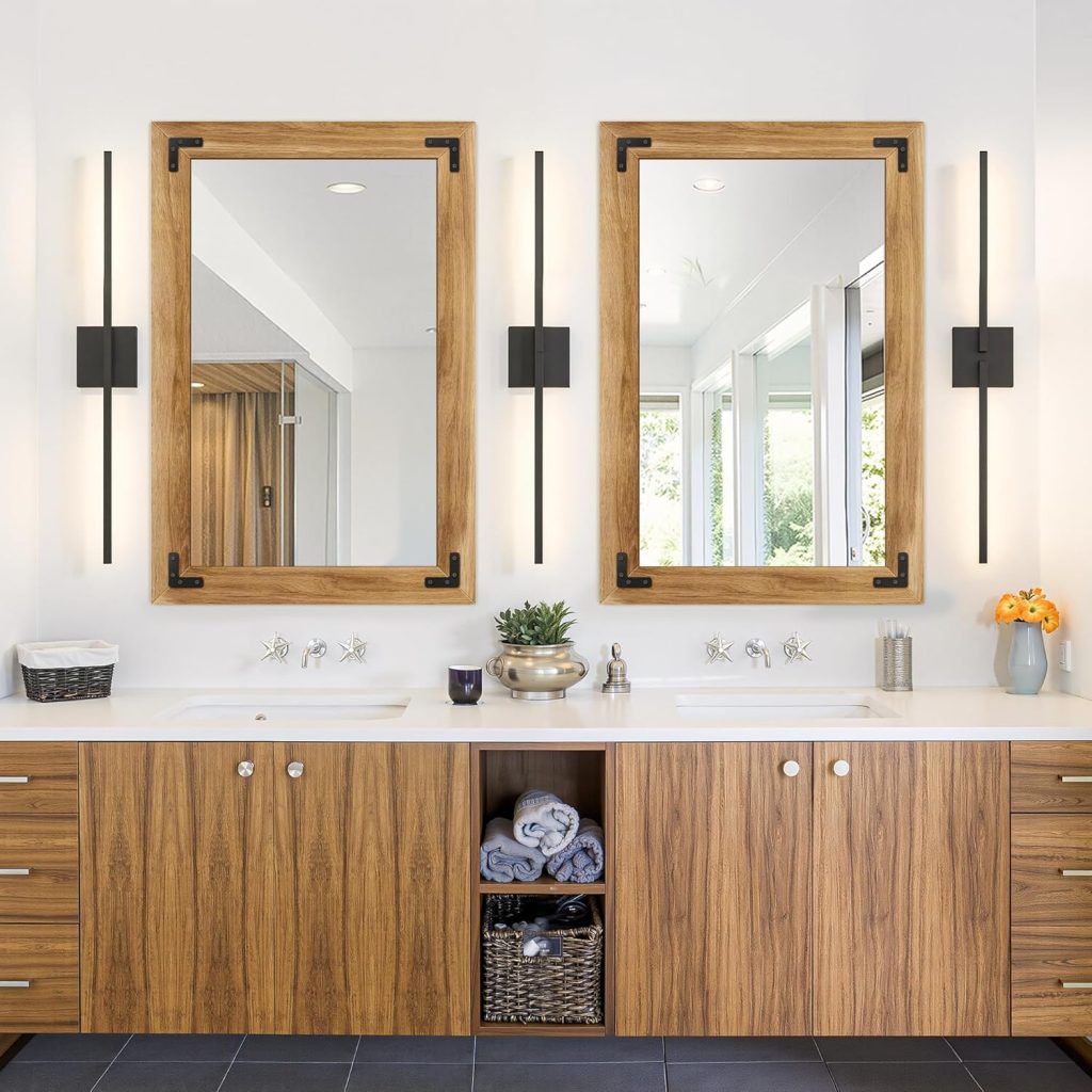 rustic woodn bathroom mirror