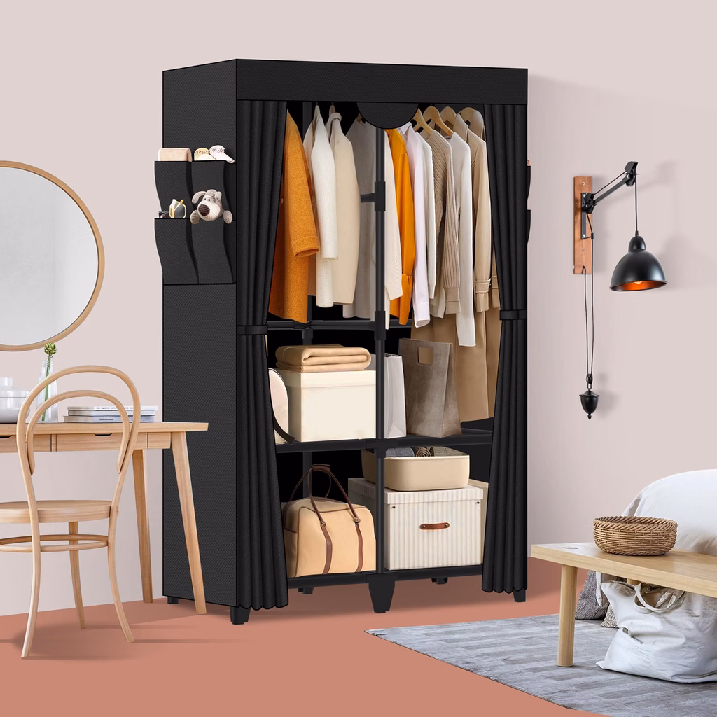 21 Smart Studio Apartment Storage Ideas for People Without a Closet standing wardrobe